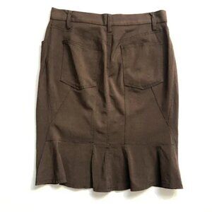 Blumarine Italy Brown Skirt with Back Peplum (42) Medium